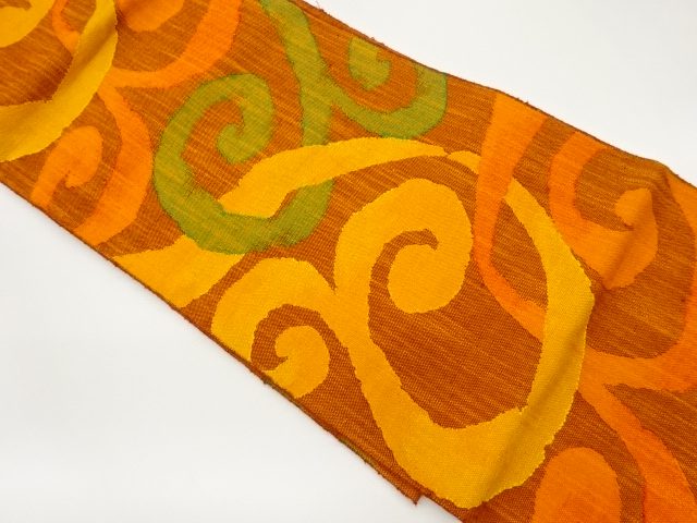 JAPANESE NAGOYA OBI / TSUMUGI / WOVEN ARABESQUE